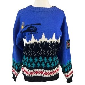 Vintage Serac Wool Ski Helicopter Nordic Alpine Fair Isle Sweater